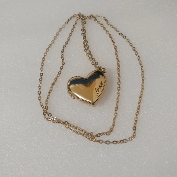 Forever 21 Jewelry Gold Tone Heart Forever Locket Necklace